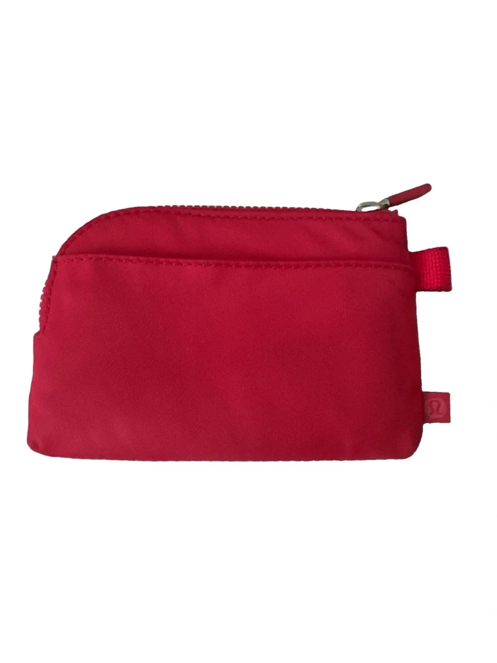Lululemon Clippable Card Pouch Wallet - Red - White GUC Clean Travel Gym Yoga